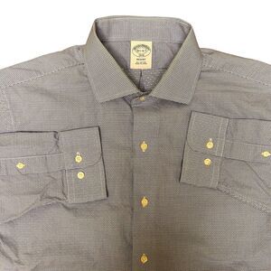 Brooks Brothers Men 1818 Shirt Sz 16.5 6/7 Regent Blue White Long Sleeve Texture